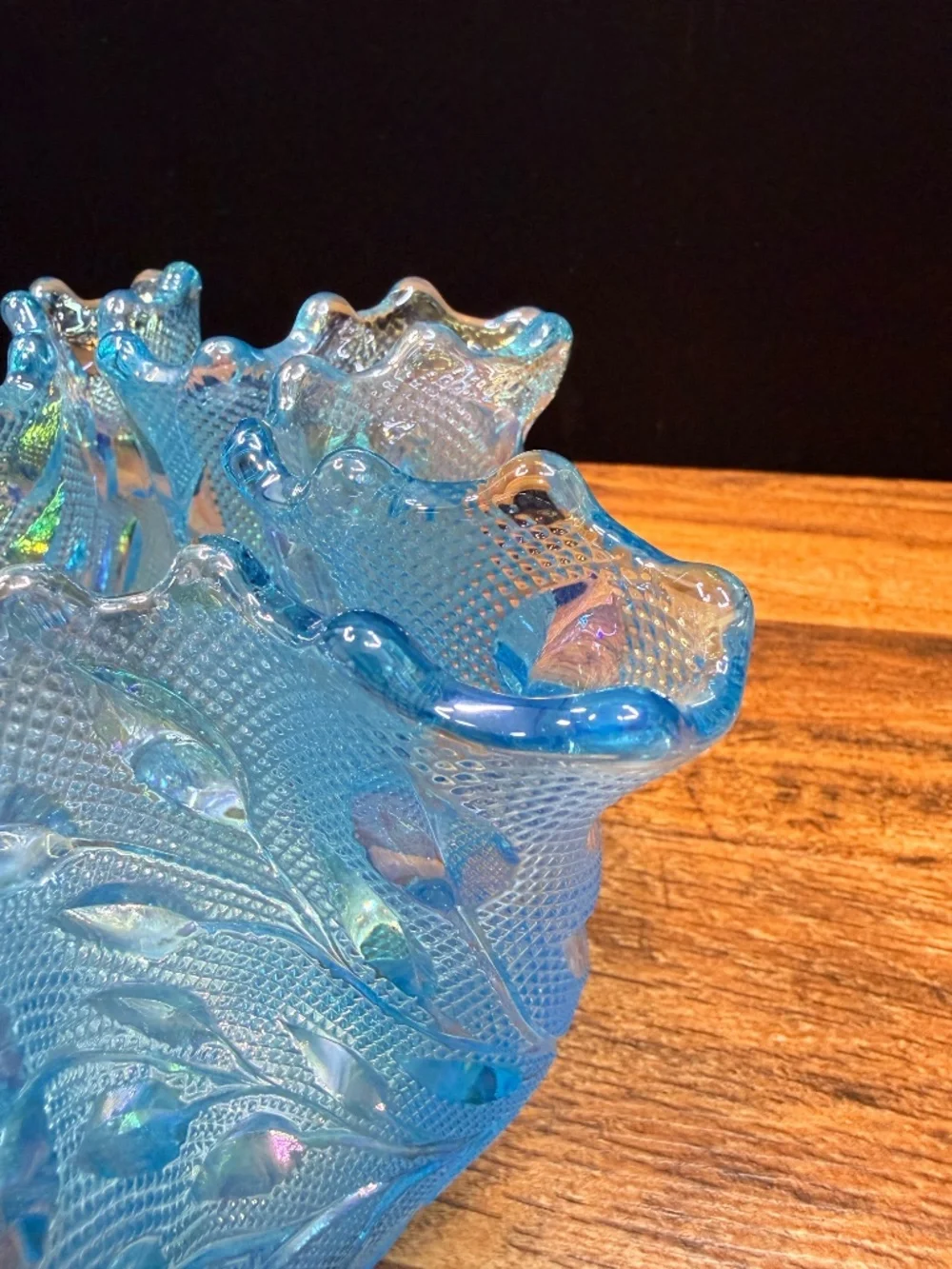 1980s WESTMORELAND Blue Iridescent Vase